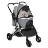 Pet Stroller 3 in 1, Folding Lightweight Dog Stroller with Detachable Carrier & Storage Basket, 4 Wheels Travel Stroller for Puppies Doggies Kitties,