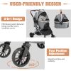 Pet Stroller 3 in 1, Folding Lightweight Dog Stroller with Detachable Carrier & Storage Basket, 4 Wheels Travel Stroller for Puppies Doggies Kitties,