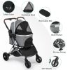 Pet Stroller 3 in 1, Folding Lightweight Dog Stroller with Detachable Carrier & Storage Basket, 4 Wheels Travel Stroller for Puppies Doggies Kitties,