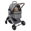 Pet Stroller 3 in 1, Folding Lightweight Dog Stroller with Detachable Carrier & Storage Basket, 4 Wheels Travel Stroller for Puppies Doggies Kitties,