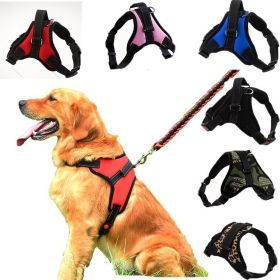 Dog Chest Harness Explosion-Proof Traction Rope For Medium and Large Dog Cat Lash Nylon Material Golden Retriever Pet Supplies (Color: Pink, size: M for 13-20kg)