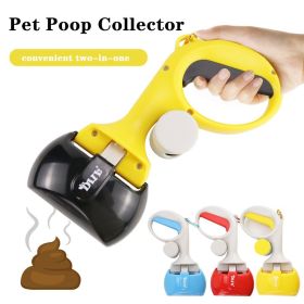 Pet Poop Picker Pick Up Excreta Cleaner Dog Pooper Scoopers Excrement Shovel Portable Pet Feces Clip with Garbage Bag Collector (Color: Blue)