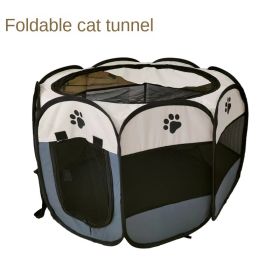 Oxford cloth folding pet tent cat kennel dog kennel cat delivery room indoor pet fence octagonal pet fence (Color: Rice coffee, size: 74*74*43)