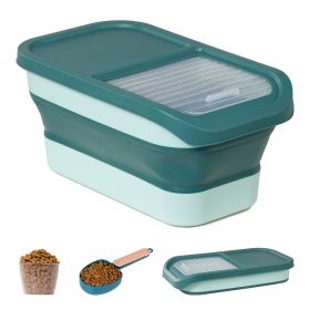 10-13Lbs Dog Food Storage Container,Scoop and Measuring Cup, Folding Pet Food Container with Lids, Pet Food Storage Containers Dry Food for Dog, Cats (Color: Green)