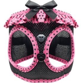 American River Choke Free Dog Harness (Color: Hot Pink and Black Polka Dot Ruffle, size: X-Large)