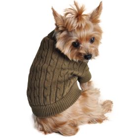 Dog Cable Knit 100% Cotton Sweater Herb Green (size: large)