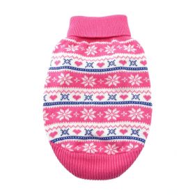 Dog Cable Knit 100% Cotton Sweater Snowflakes and Hearts Pink (size: 3X-Large)