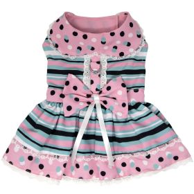 Dots & Stripes Harness Dress (Color: Pink & TealSpring 2024, size: X-Large)