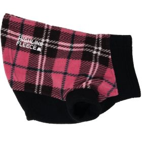 Highline Fleece Dog Coat (Color: Pink and Black Plaid, size: Size 26)