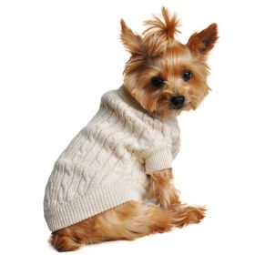 Dog Cable Knit 100% Cotton Sweater Oatmeal (size: medium)