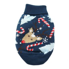 Dog Cable Knit 100% Cotton Sweater Ugly Reindeer (size: medium)