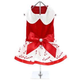 Christmas Candy Cane Dress and Matching Leash (size: large)