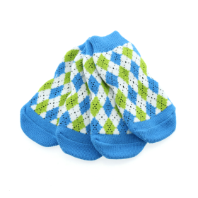 Non-Skid Dog Socks (Color: Blue and Green Argyle, size: large)