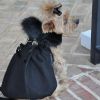 Black Wool Dog Coat Harness Fur Collar with Matching Leash