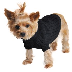 Dog Cable Knit 100% Cotton Sweater Jet Black (size: X-Small)