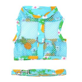 Cool Mesh Dog Harness with Leash (Color: Pineapple Luau, size: small)