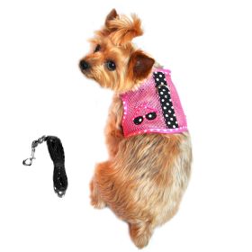 Cool Mesh Dog Harness Under the Sea Collection (Color: Sunglasses Pink and Black Polka Dot, size: medium)